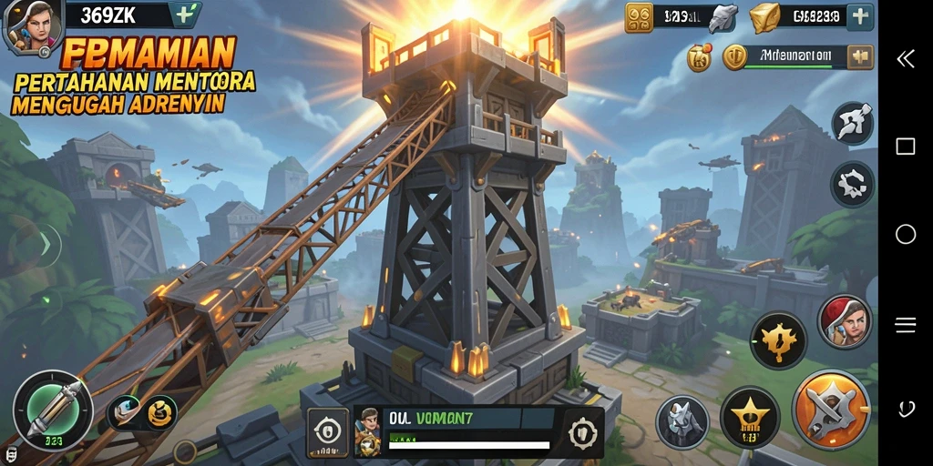Tampilan seru dari gameplay Tower Defense yang mendebarkan.