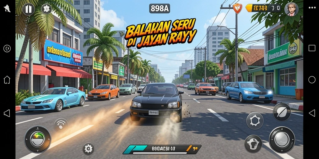 Tampilan gameplay Racing yang mendebarkan dan penuh aksi.