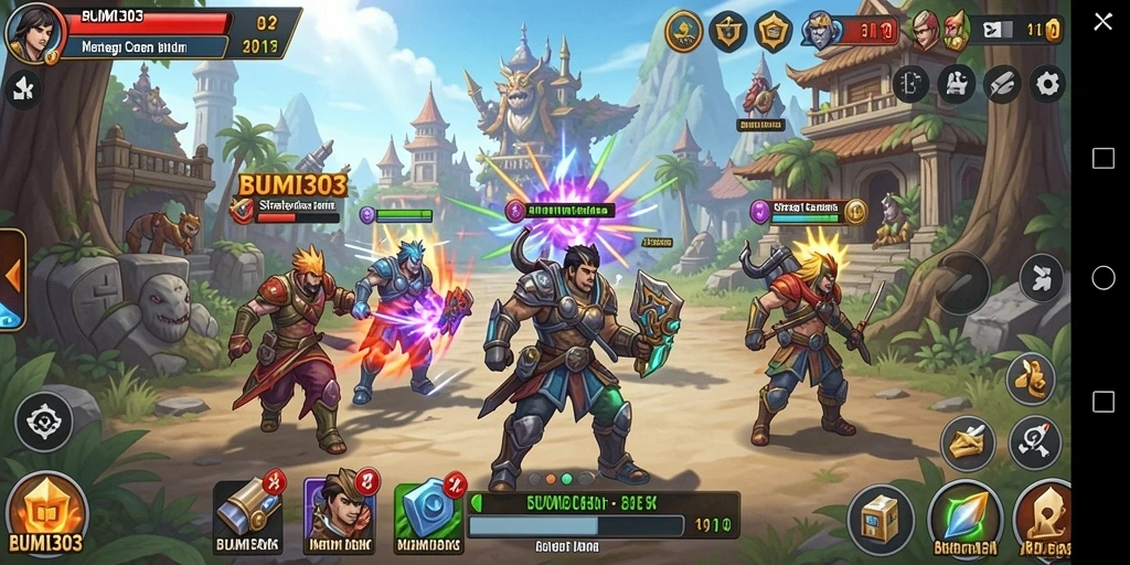 Tangkapan layar menampilkan aksi mendebarkan dalam gameplay strategi BUMI303.