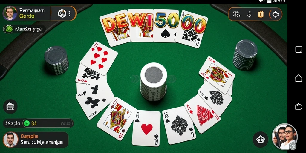 Screenshot DEWI5000 yang menunjukkan gameplay Gaple yang seru.