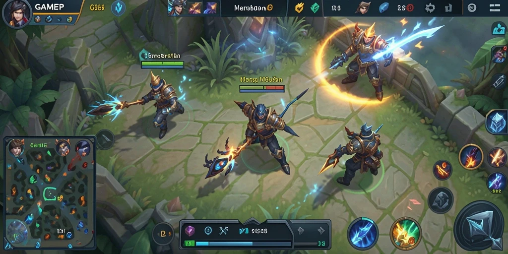 Screenshot GAMERP menampilkan aksi seru dalam permainan MOBA.