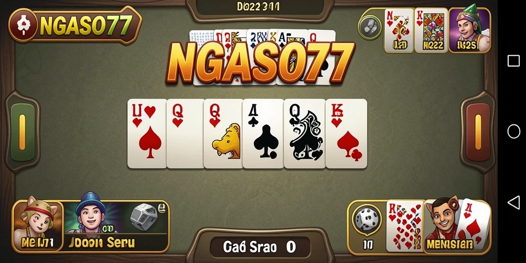 Screenshot gameplay NGASO77 yang menampilkan suasana seru bermain domino.