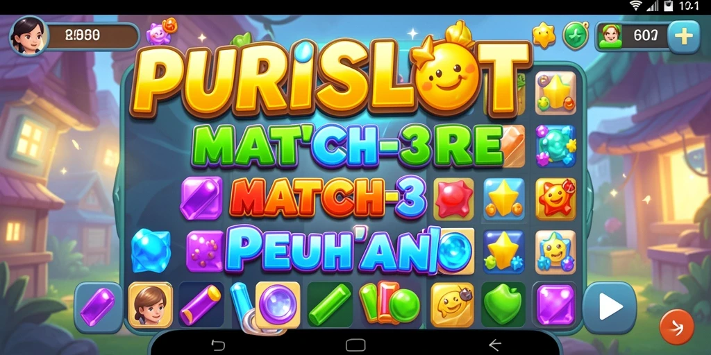 Tampilan gameplay seru dalam permainan Match-3 PURISLOT.