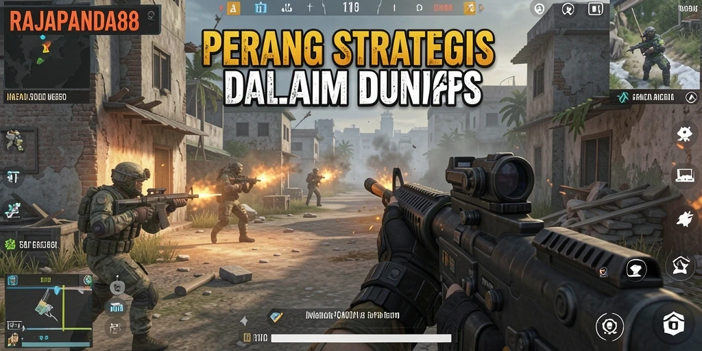 Screenshot menunjukkan aksi intens bermain RAJAPANDA88 di medan perang.